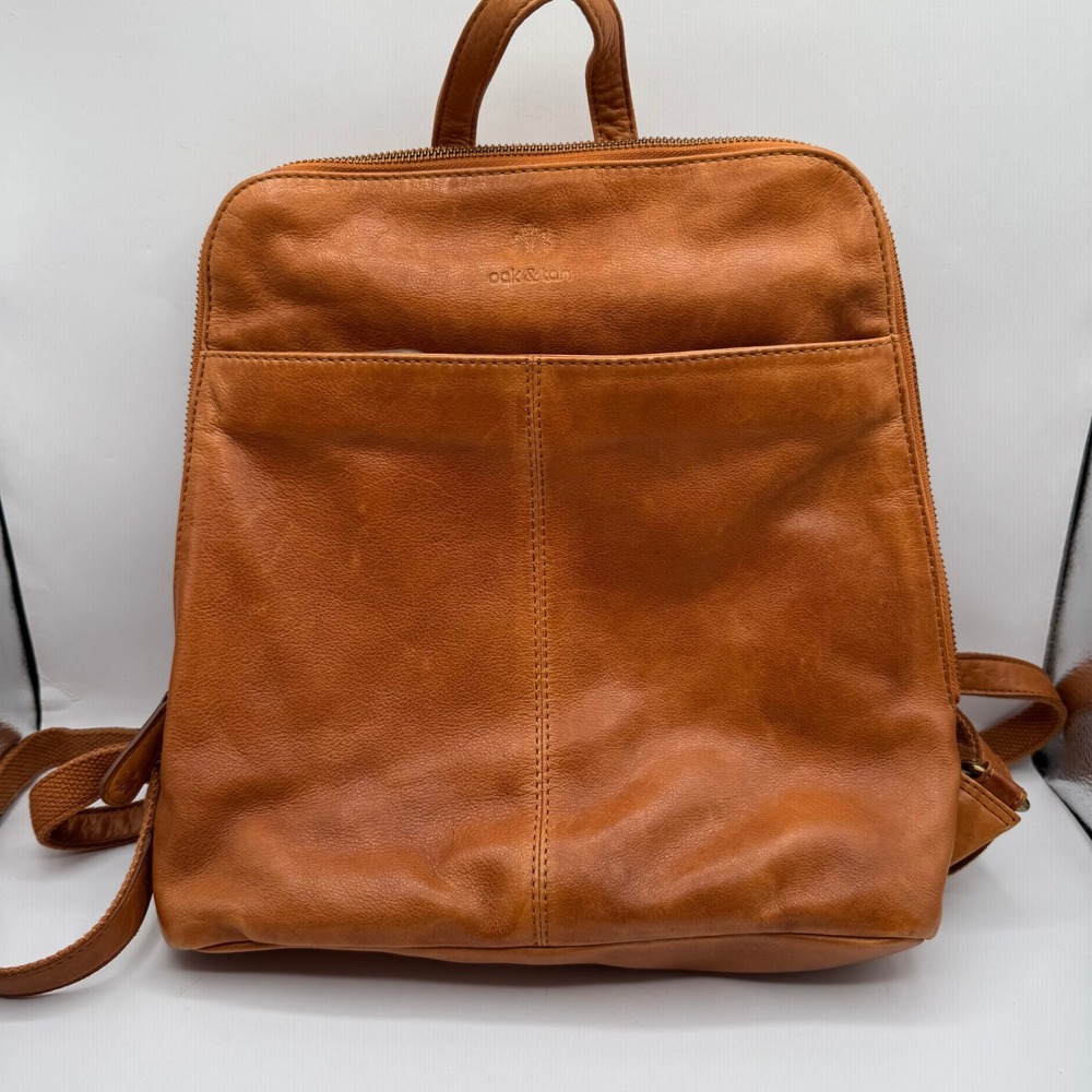 Oak & Tan Backpack Womens Medium Brown Leather Zip Around Travel Bag